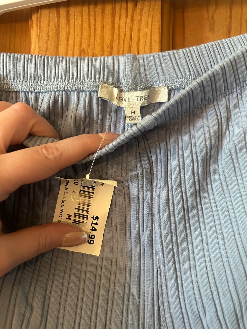 Love Tree Ribbed Light Blue Shorts - Picture 2 of 3